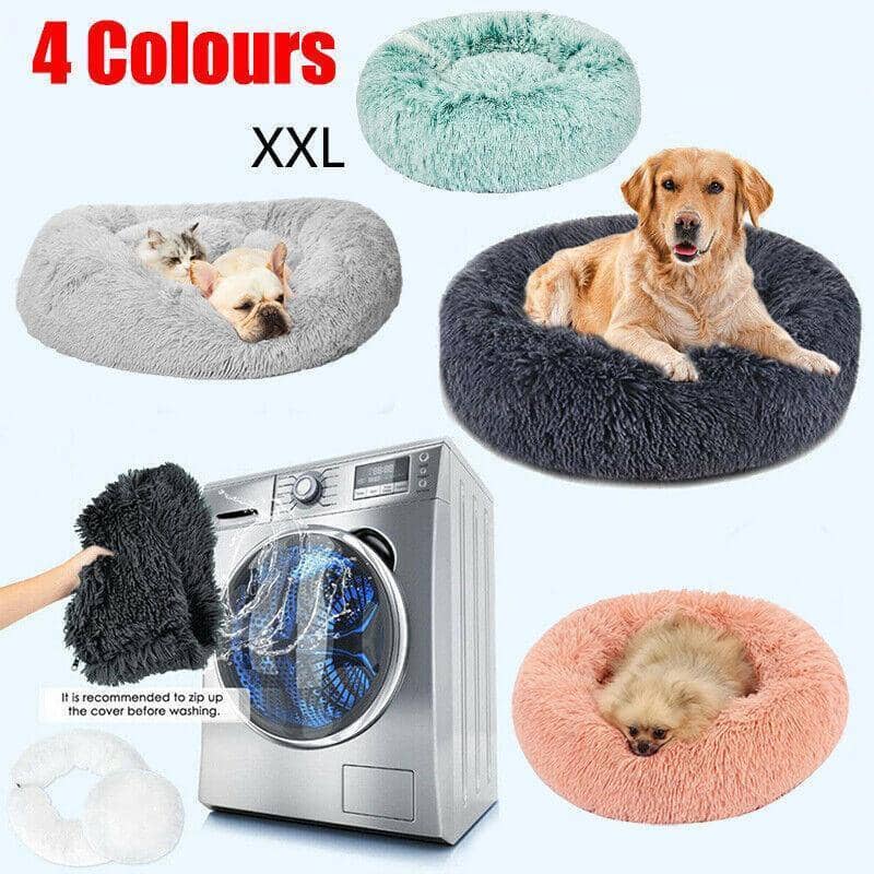 Round Plush Pet Bed with Washable Zip Cover for Dogs and Cats, XXL 100 cm - Pink - view 2
