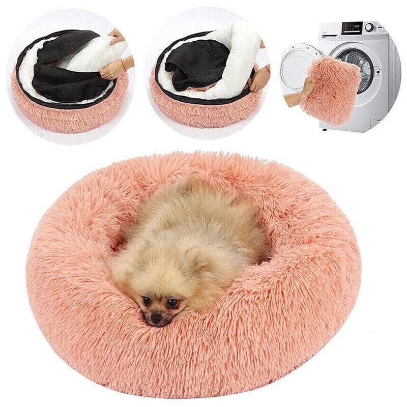 Round Plush Pet Bed with Washable Zip Cover for Dogs and Cats, XXL 100 cm - Pink - view 5