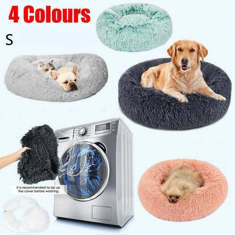 Round Plush Pet Bed with Washable Zip Cover - Pink, Small (50 cm) - view 2