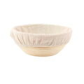 Round Rattan Bread Proofing Basket with Linen Cloth Cover - 18 cm