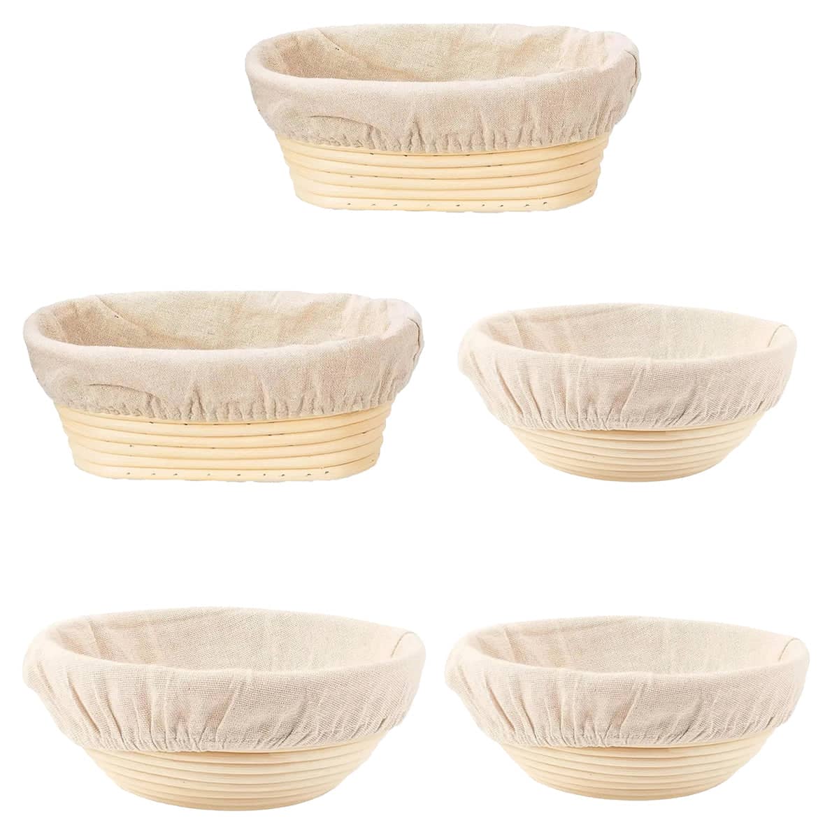 Round Rattan Bread Proofing Basket with Linen Cloth Cover - 18 cm - view 3