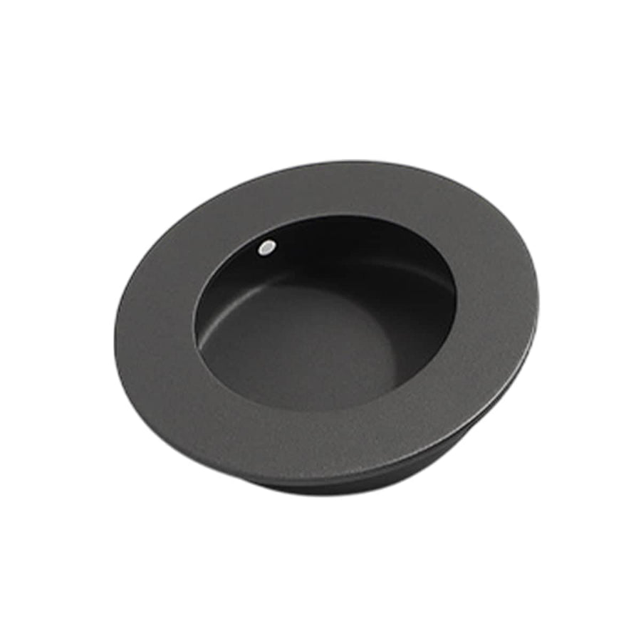 Round Recessed Cabinet Pull Handle, Black Stainless Steel - 50 mm Diameter