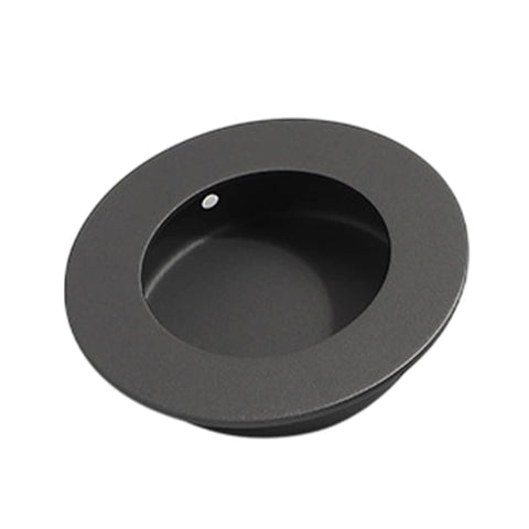 Round Recessed Cabinet Pull Handle, Black Stainless Steel - 65 mm Diameter