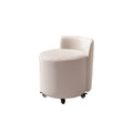 Round Rolling Stool with Backrest and Braked Casters, Nappa Leather - Beige