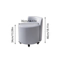Round Rolling Stool with Backrest and Braked Casters, Nappa Leather - Sky Blue - view 4