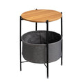 Round Side Table with Fabric Storage Basket, Modern Bedside Table 42 x 42 x 52 cm - view 2