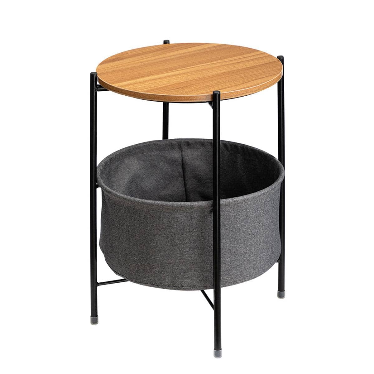 Round Side Table with Fabric Storage Basket, Modern Bedside Table 42 x 42 x 52 cm - view 2