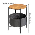Round Side Table with Fabric Storage Basket, Modern Bedside Table 42 x 42 x 52 cm - view 3