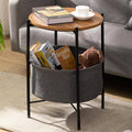 Round Side Table with Fabric Storage Basket, Modern Bedside Table 42 x 42 x 52 cm - view 4
