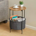 Round Side Table with Fabric Storage Basket, Modern Bedside Table 42 x 42 x 52 cm - view 5