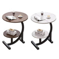Round Side Table with Shelf and Wood Grain Top - Brown - view 3