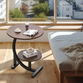 Round Side Table with Shelf and Wood Grain Top - Brown - view 5