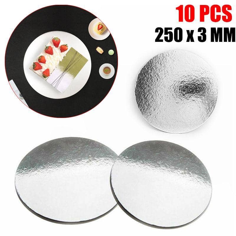 Round Silver Cardboard Cake Boards 10 Inch (25 cm) - Pack of 20 - view 2