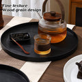 Round Storage Tray Set Pack of 5, Black Wood Grain Look PP Organiser - view 5