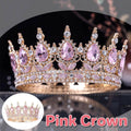 Round Tiara Crown - Gold and Pink, 15.5 cm