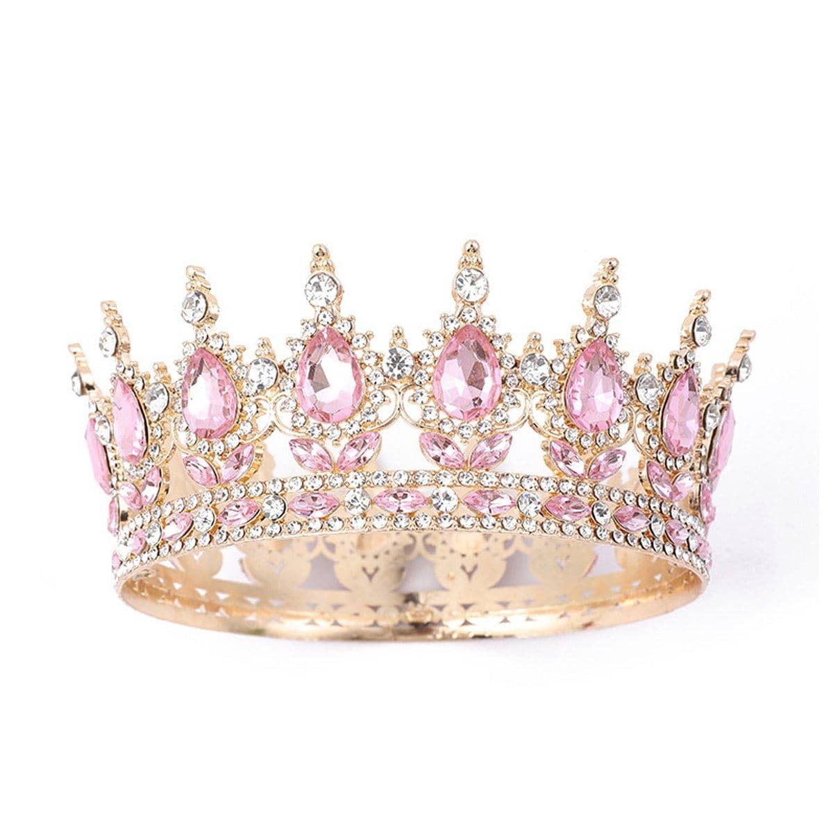 Round Tiara Crown - Gold and Pink, 15.5 cm - view 2
