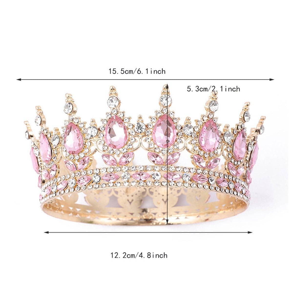 Round Tiara Crown - Gold and Pink, 15.5 cm - view 3