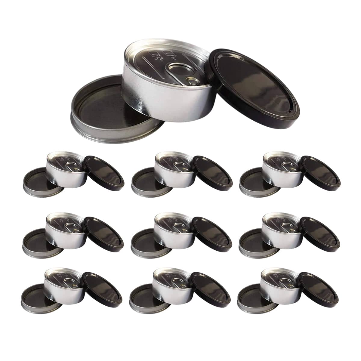 Round Tin Storage Boxes 100 ml with Pull Ring Lid - Pack of 10 - view 2