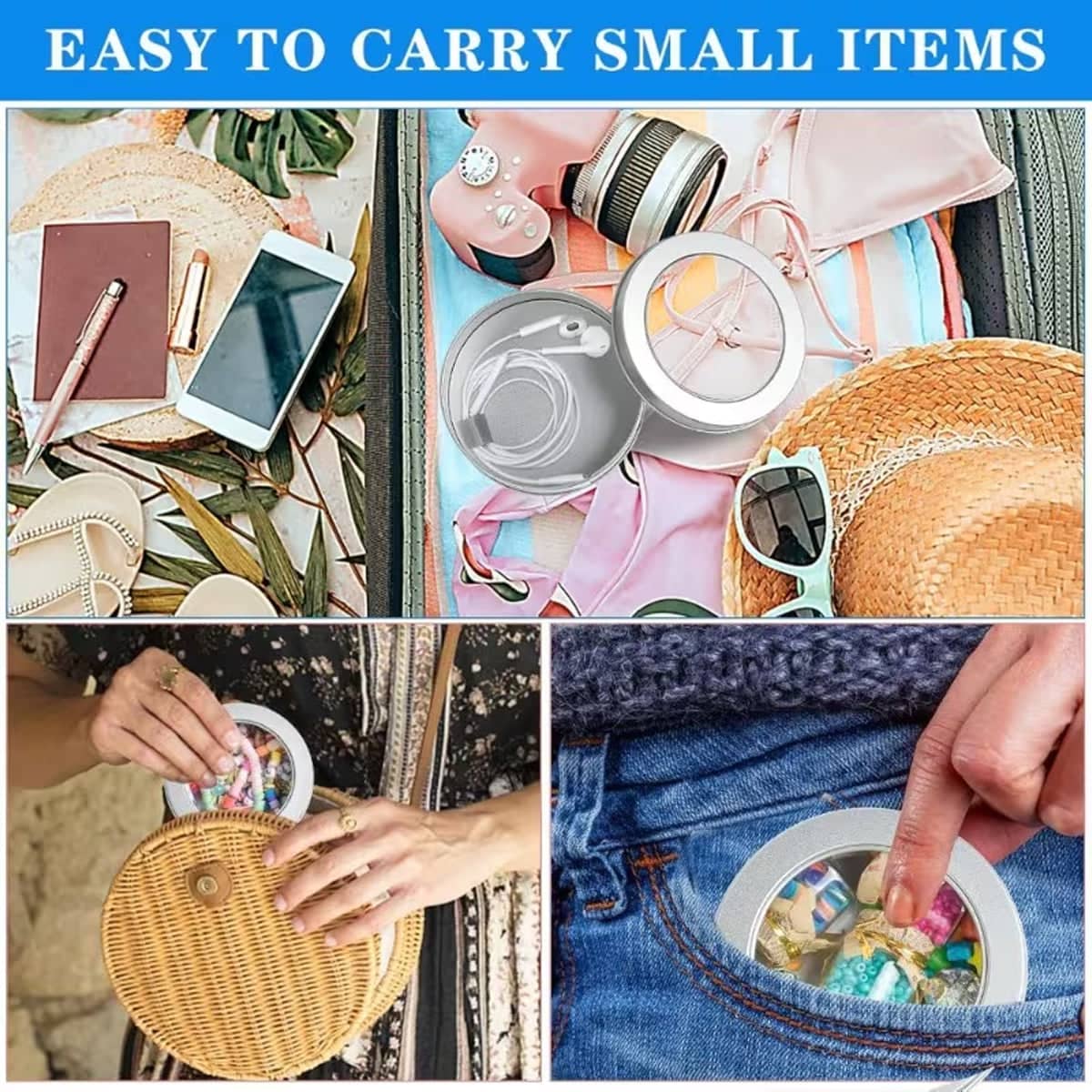 Round Tin Storage Boxes 30 Pieces with Clear Window Lid for Craft and Jewellery - view 4
