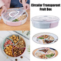 Round Transparent Plastic Fruit Plate with Dividers and Lid, Serving Tray Organiser
