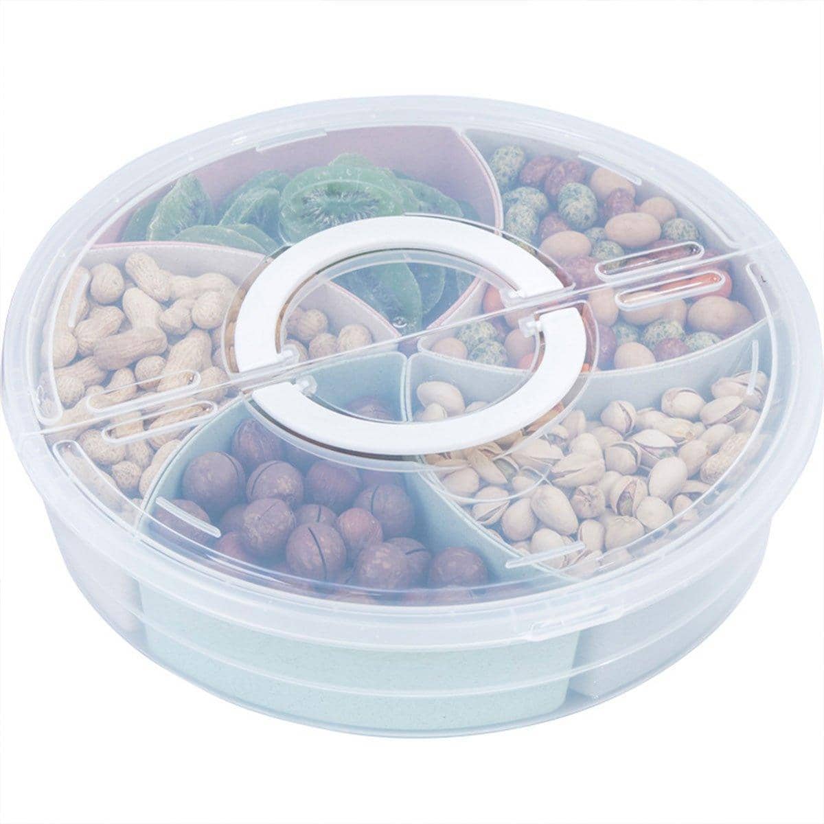 Round Transparent Plastic Fruit Plate with Dividers and Lid, Serving Tray Organiser - view 2