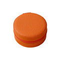 Round Travel Jewellery Box with Zip, PU Leather - Orange