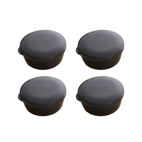 Round Travel Soap Box Set with Lids and Draining Trays, Pack of 4 - Black