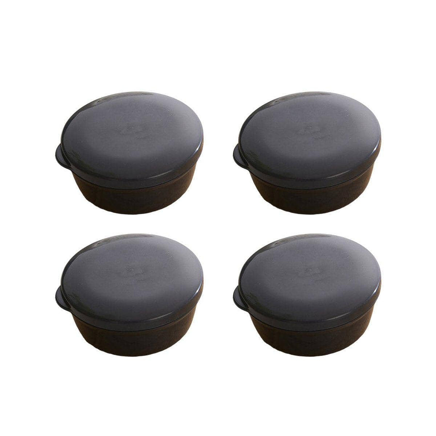 Round Travel Soap Box Set with Lids and Draining Trays, Pack of 4 - Black