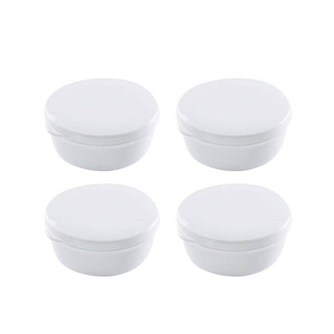 Round Travel Soap Box Set with Lids and Draining Trays, Pack of 4 - White