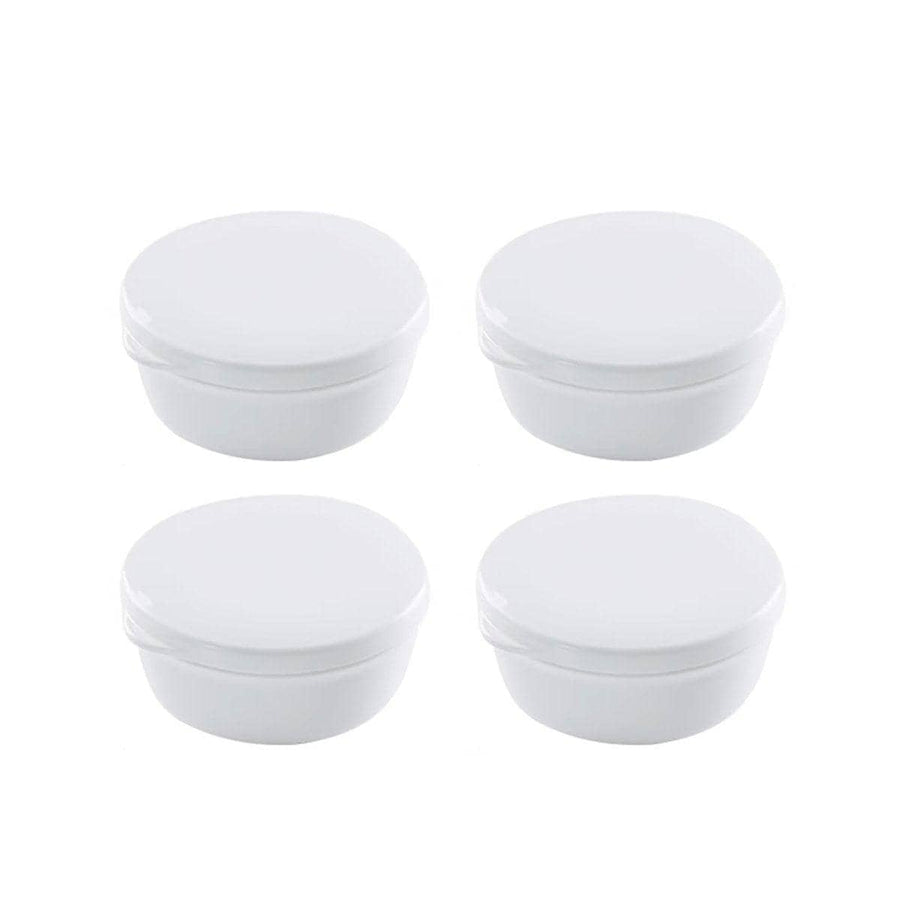 Round Travel Soap Box Set with Lids and Draining Trays, Pack of 4 - White