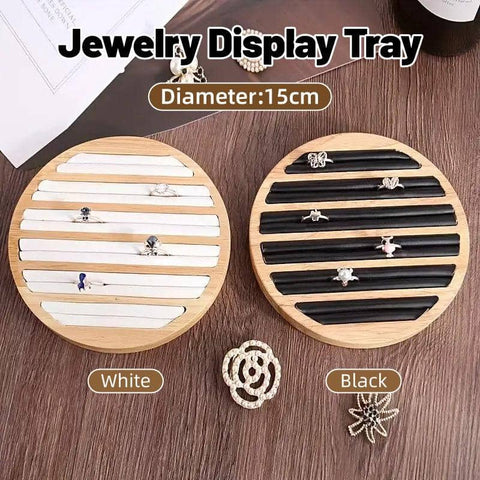 Round Wooden Ring Holder - Black, 15 cm Display Stand - view 2