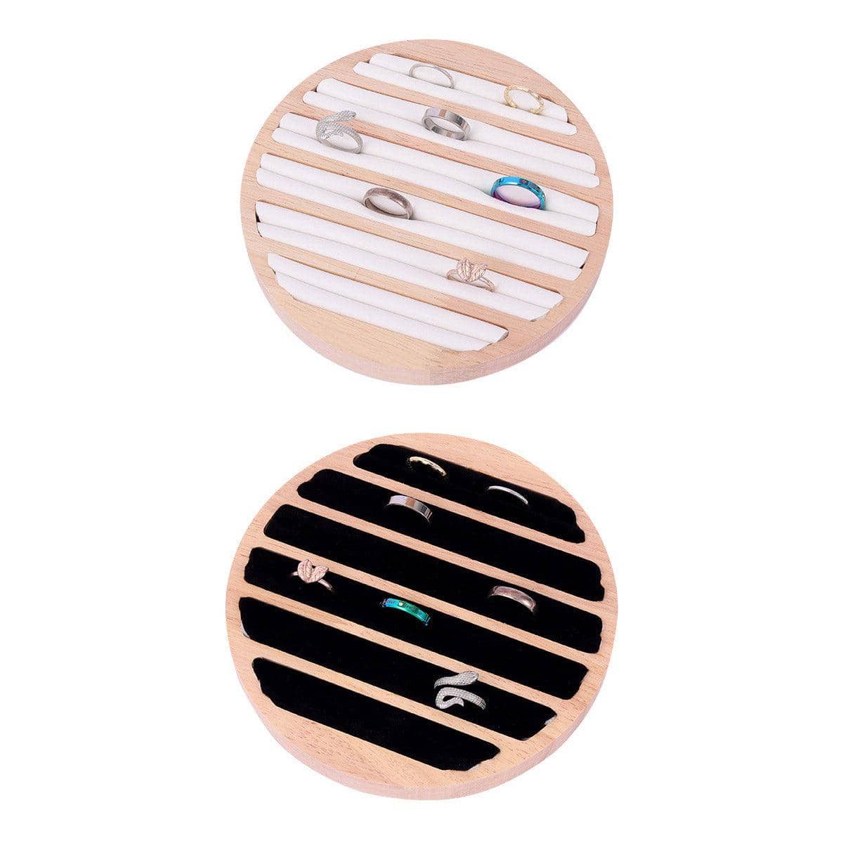 Round Wooden Ring Holder - Black, 15 cm Display Stand - view 3