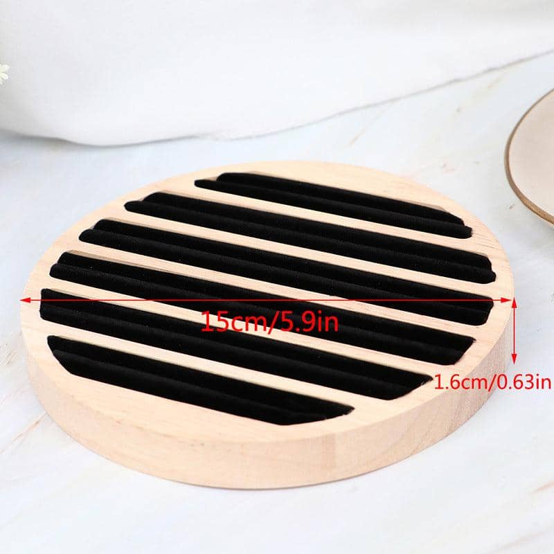 Round Wooden Ring Holder - White, 15 cm Display Stand - view 4