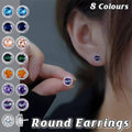 Round Zircon Halo Stud Earrings - Green - view 2