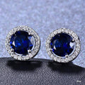 Round Zircon Halo Stud Earrings - Multicolour - view 5
