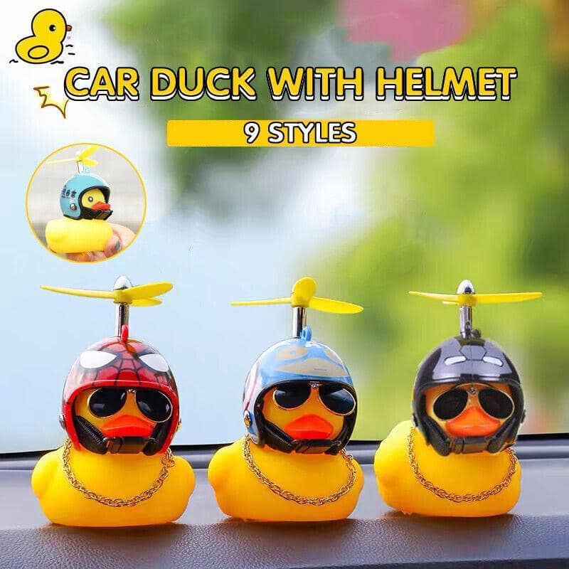Rubber Duck Car Ornament with Helmet - Blue - view 5