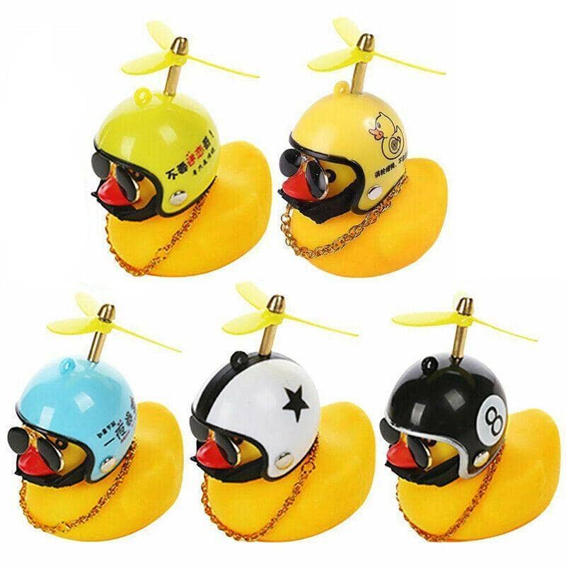 Rubber Duck Car Ornament with Helmet - Yellow - view 3