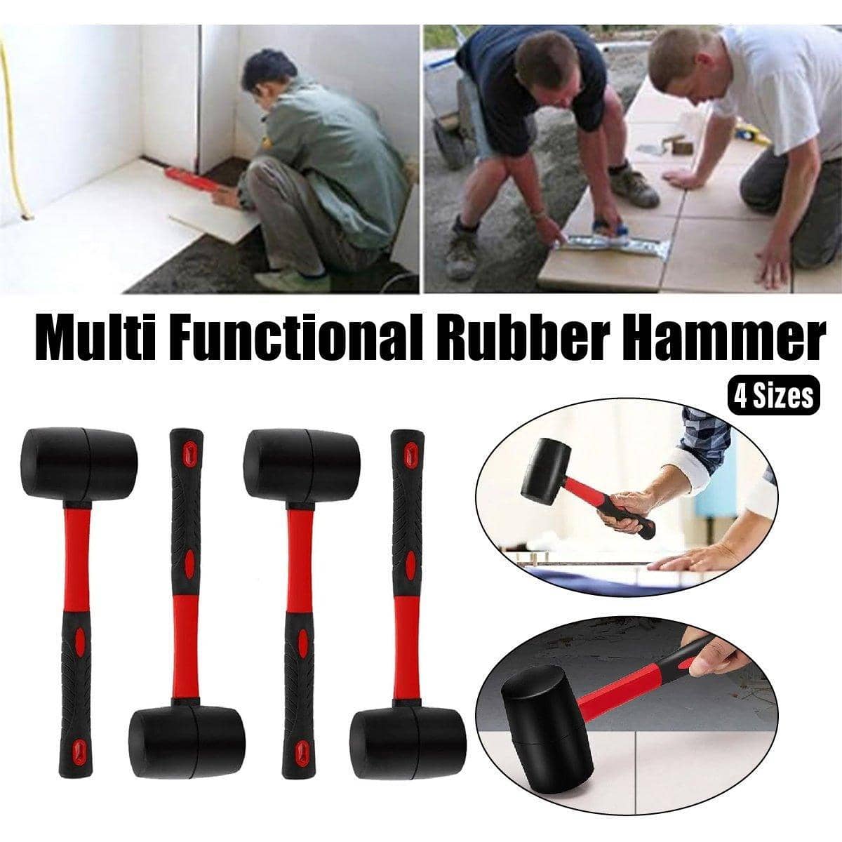 Rubber Mallet with Fibreglass Handle for Flooring and Woodwork - 8 oz (28 cm Long) - view 2