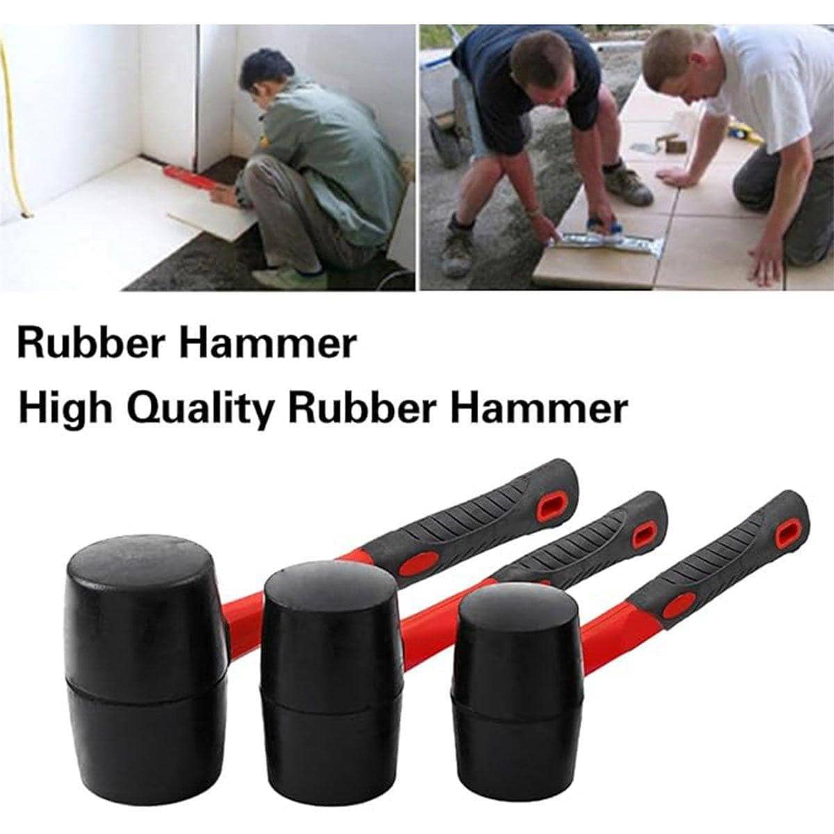 Rubber Mallet with Fibreglass Handle for Flooring and Woodwork - 8 oz (28 cm Long) - view 5