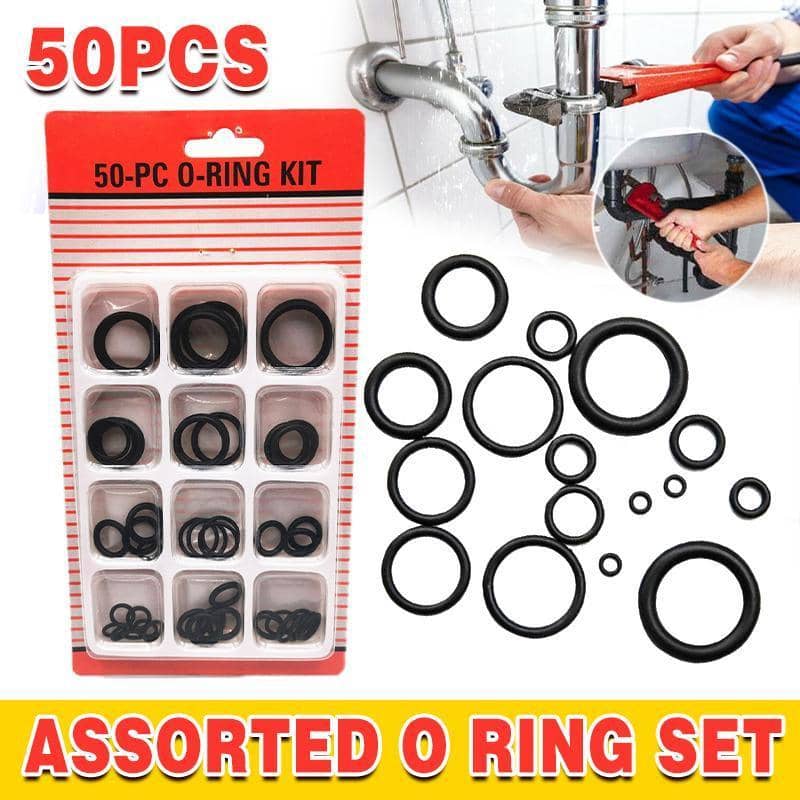Rubber O-Ring Assortment Kit for Automotive and Plumbing, Pack of 50