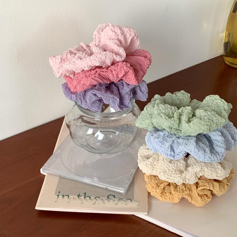 Ruffled Fluffy Scrunchie Korean Style Hair Tie - Dark Pink - view 12