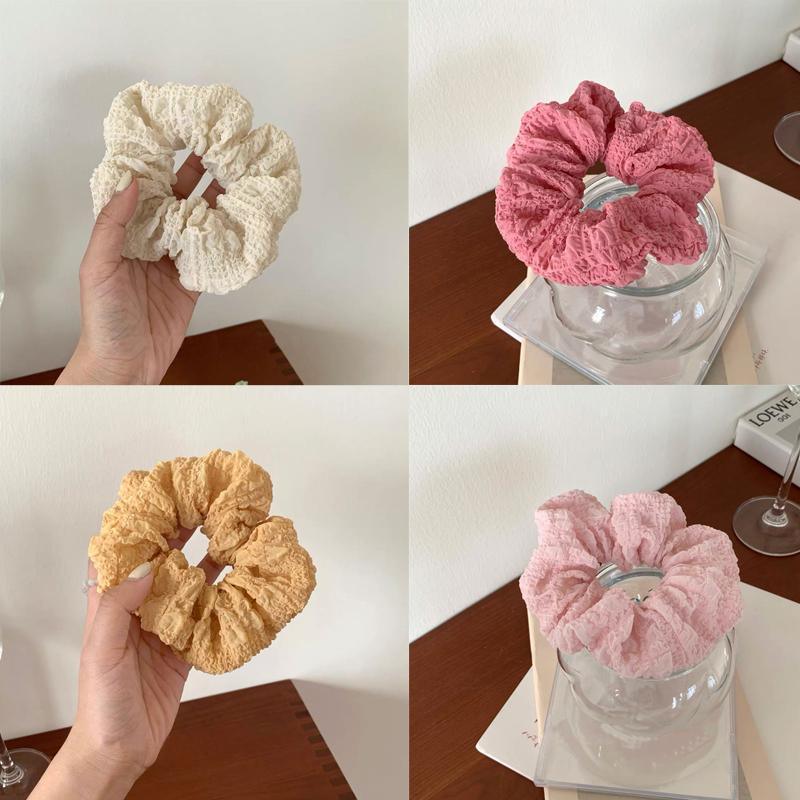 Ruffled Fluffy Scrunchie Korean Style Hair Tie - Dark Pink - view 3