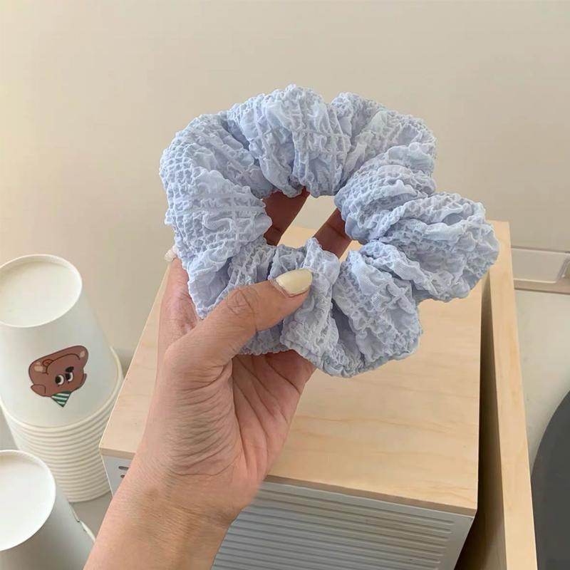 Ruffled Fluffy Scrunchie Korean Style Hair Tie - Dark Pink - view 4