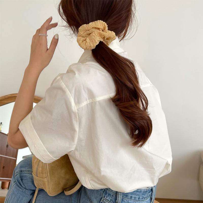 Ruffled Fluffy Scrunchie Korean Style Hair Tie - Dark Pink - view 5