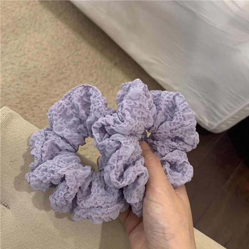 Ruffled Fluffy Scrunchie Korean Style Hair Tie - Dark Pink - view 7