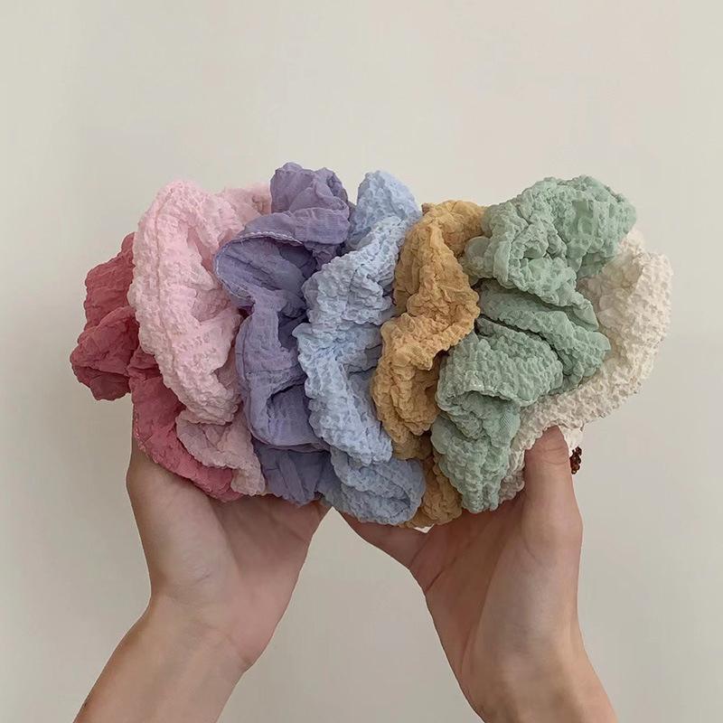 Ruffled Fluffy Scrunchie Korean Style Hair Tie - Dark Pink - view 8