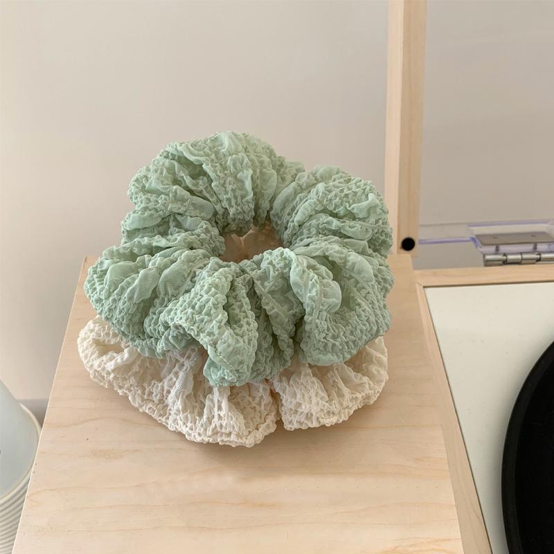 Ruffled Fluffy Scrunchie Korean Style Hair Tie - Dark Pink - view 9