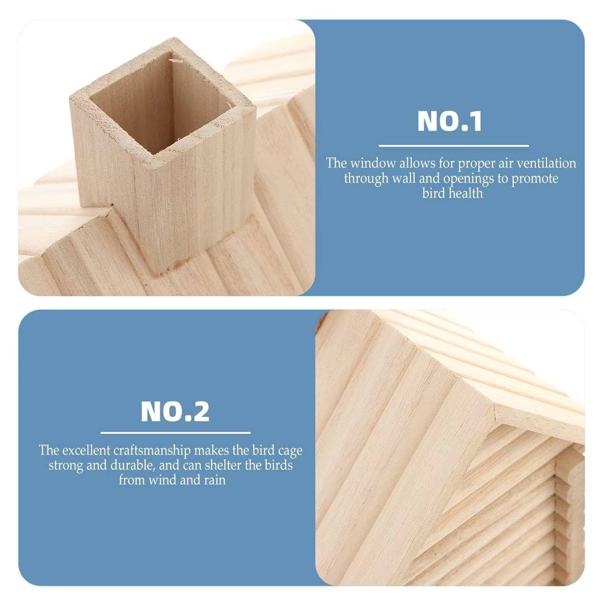 Rustic Log Cabin Wooden Bird House Outdoor Garden Nesting Box Decor Ornament - view 5