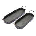 Rustic Oval Metal Serving Trays with Handles - Pack of 2, Large and Small - view 2