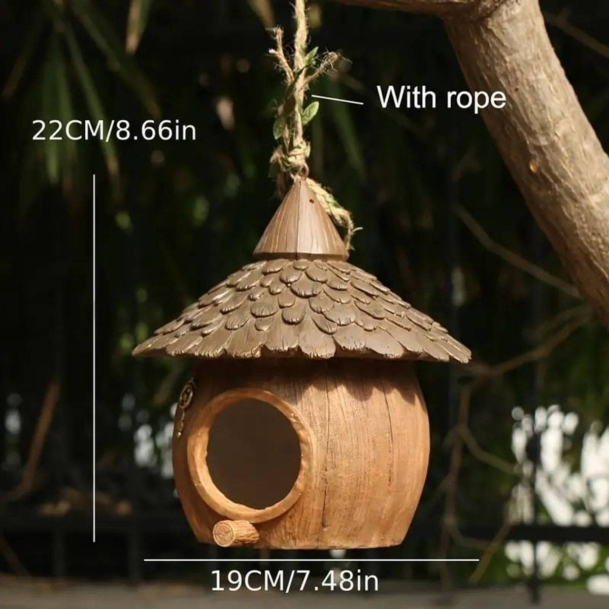 Rustic Resin Coconut Hanging Bird House for Garden Trees - view 3
